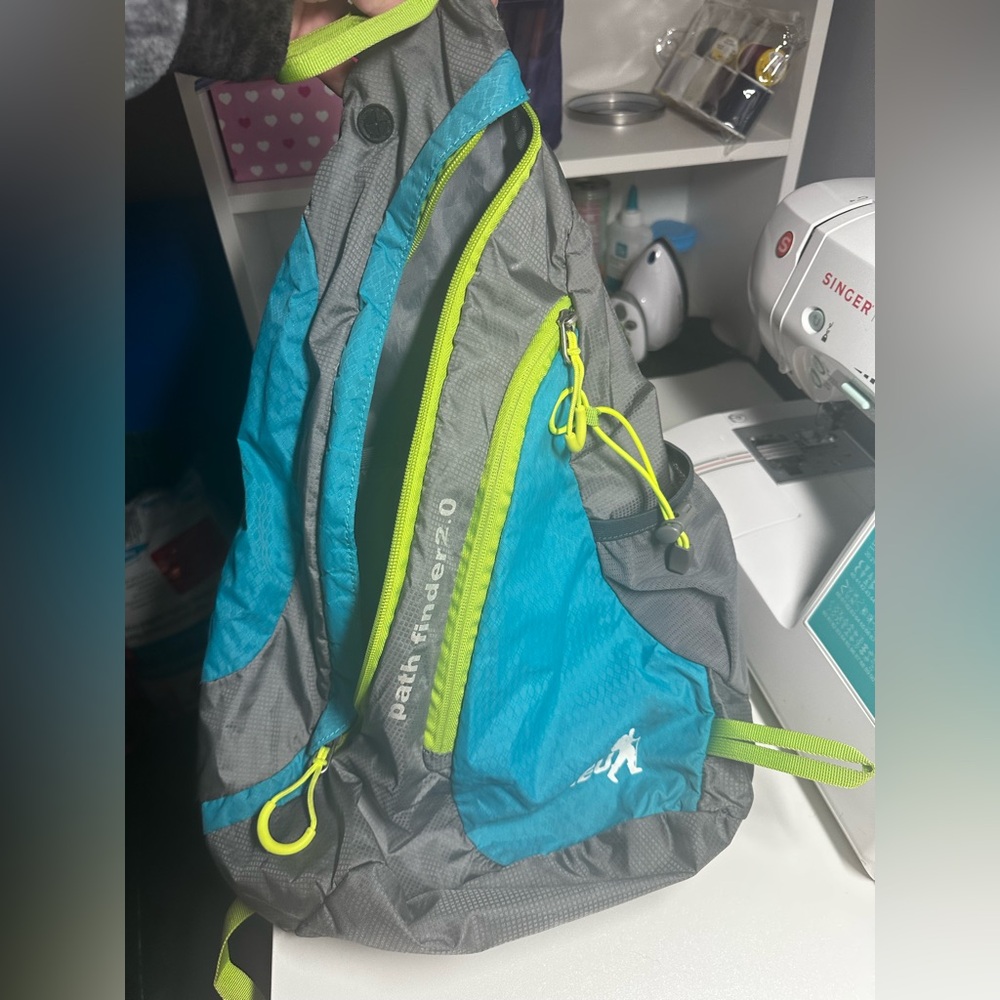 Gray and Blue Backpack
